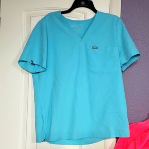 Neon blue figs scrub top